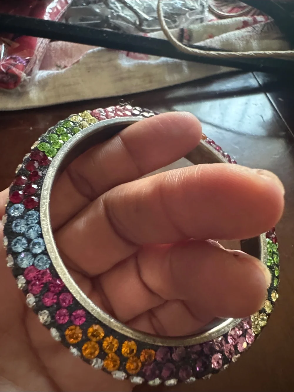 Multicolor Crystal Embellished Women's Bangle